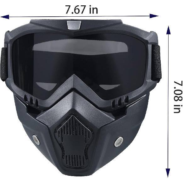Paintball Mask Anti Fog,Motorcycle Helmet Riding Goggles Glasses With Removable Face Mask,Adjustable Motocross Eyewear