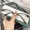 Vintage Square Women Short Sight Glasses Ultralight Half Frame Retro Myopic Anti-blue Light Male Business Near Sight Glasses