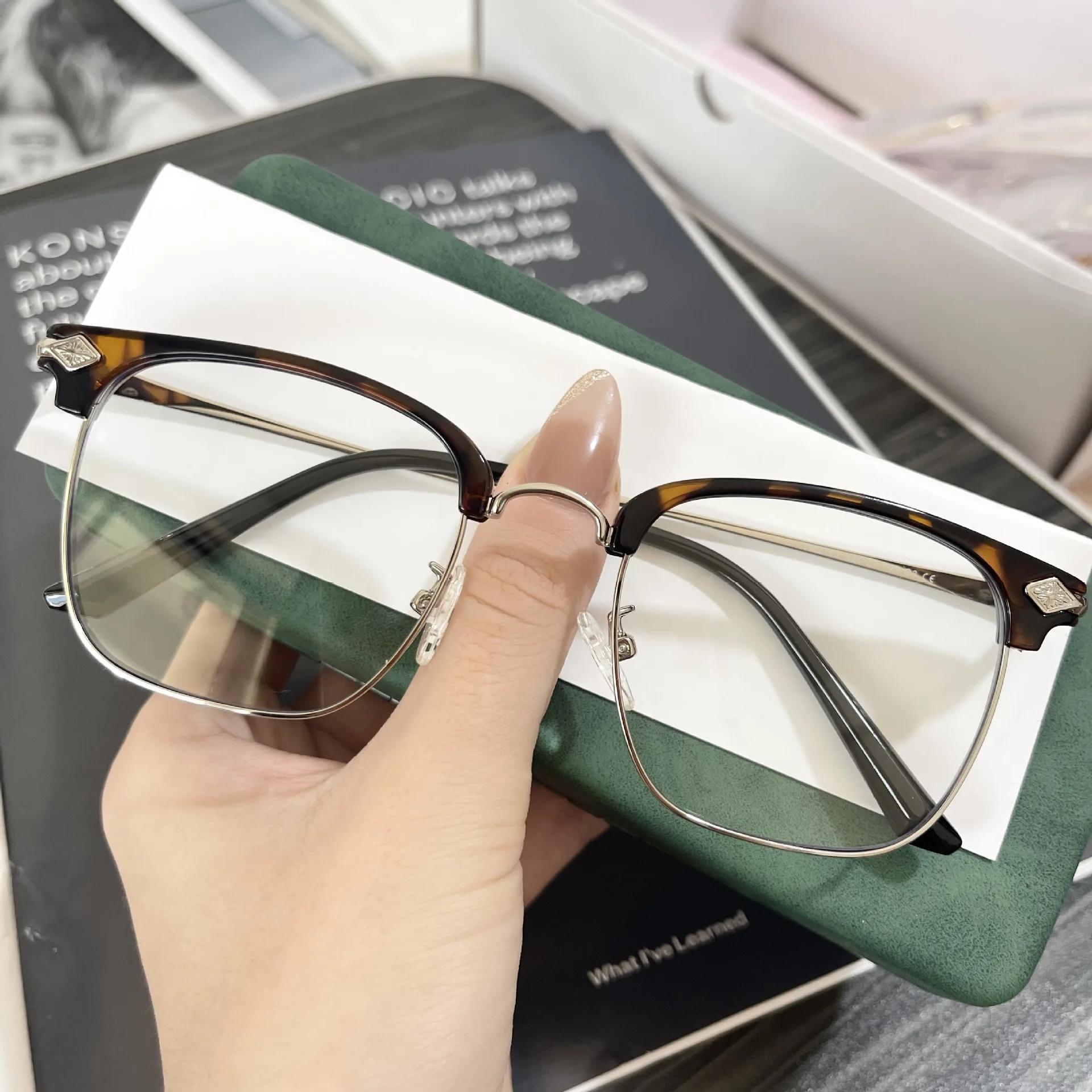 

Винтажные квадратные женские очки для близорукости, сверхлегкие, полуоправа, ретро, близорукие, анти-синий свет, мужские деловые очки для близорукости 0(anti-blue)