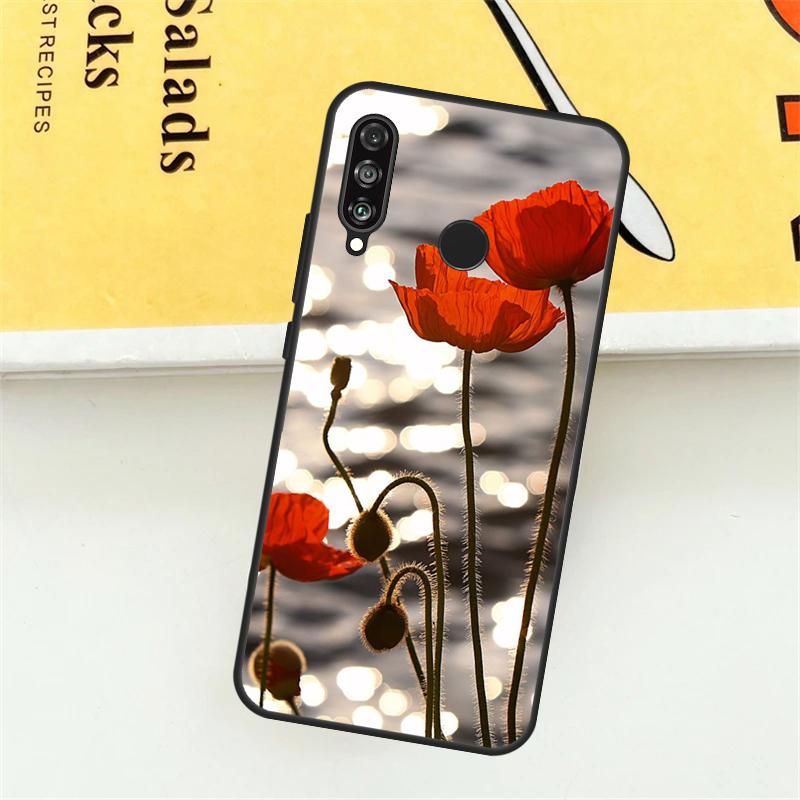 

Red Corn Poppy Flower For Huawei Nova 12S 12i 9 10 SE 7i 8i 11i Y60 Y61 Y70 Y72 Y73 Y90 Y91 P20 P40 P30 Lite Case Huawei Nova 12s
