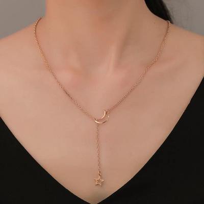 ZHEN New Stars and Moon Long Pendant Necklace Women Gold Chain Necklaces Woman Statement Collares Fashion Jewelry Accessories
