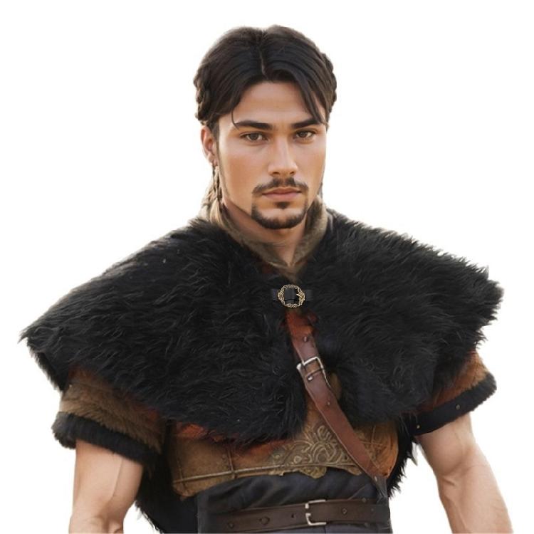 

Vikinges Faux Furs Shawl Warriour Cape Renaissances LARP Cosplay Costume Medieval Knight Mantle Shoulder Wrap Collar чёрный