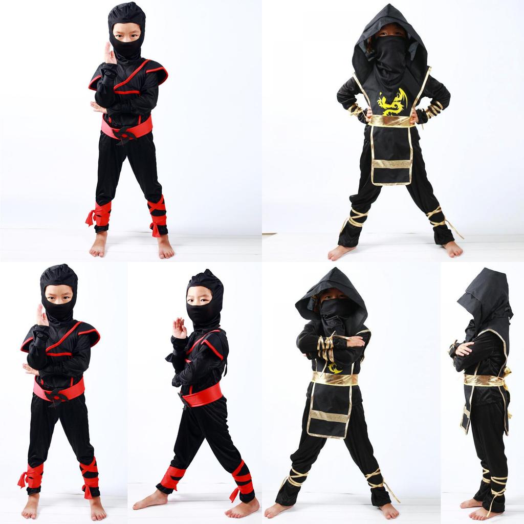Stunning Boys Kids Ninja Assassin Samurai Warrior Fancy Dress Costume For Halloween