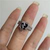 New Fashhhion Punk Dark Vintage Cross Star Heart Open Rings For Women Y2K Style Grunge Goth Accessories Jewelry Gift