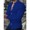 Men's Retro Street Texture Print Long Sleeve Shirt with Single-Breasted Lapel Design, Machine Washable, Suitable for Spring/Autumn