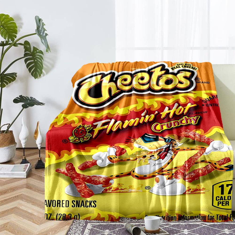 Cheetos Theme Printed Blanket - Perfect for Couch, Bed, Travel & Outdoor Use | Machine Washable, Cozy & Durable.