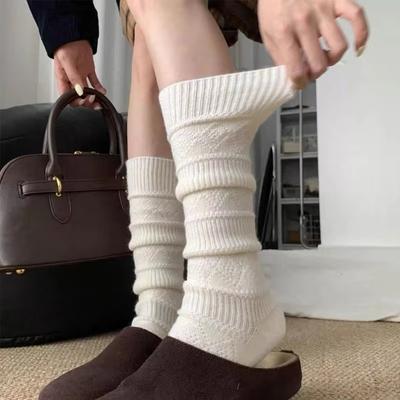 Chaussettes Lolita Couleur Unie Décontractées Y2K Épaissies Chaussettes Longues Chaudes d'Hiver Respirantes Mi-mollet