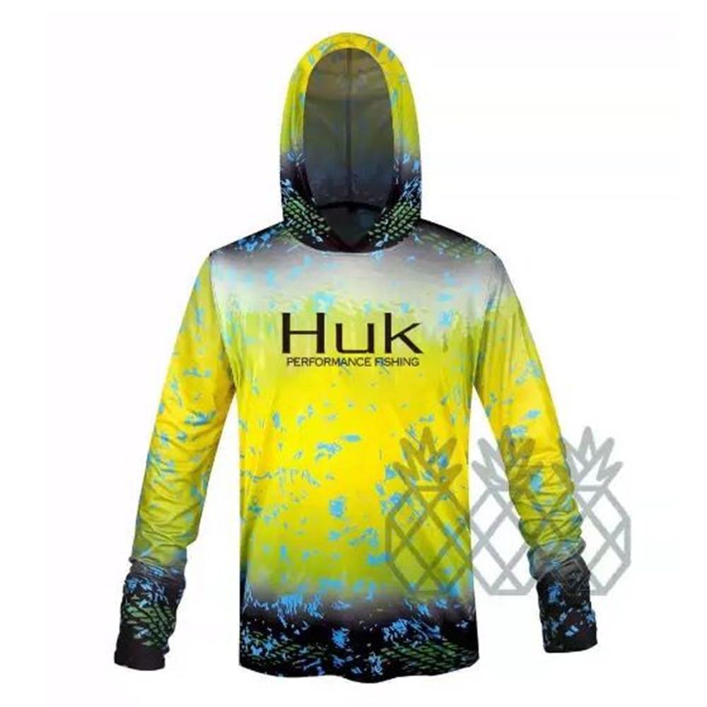 HUK Fishing shirts Long Sleeve Hooded Fishing Suit Thin Sunscreen Ice Silk Fishing Suit XXS