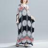 Vintage Floral Satin Maxi Long Dress for Women Plus Size Casual Loose Summer Dresses New In