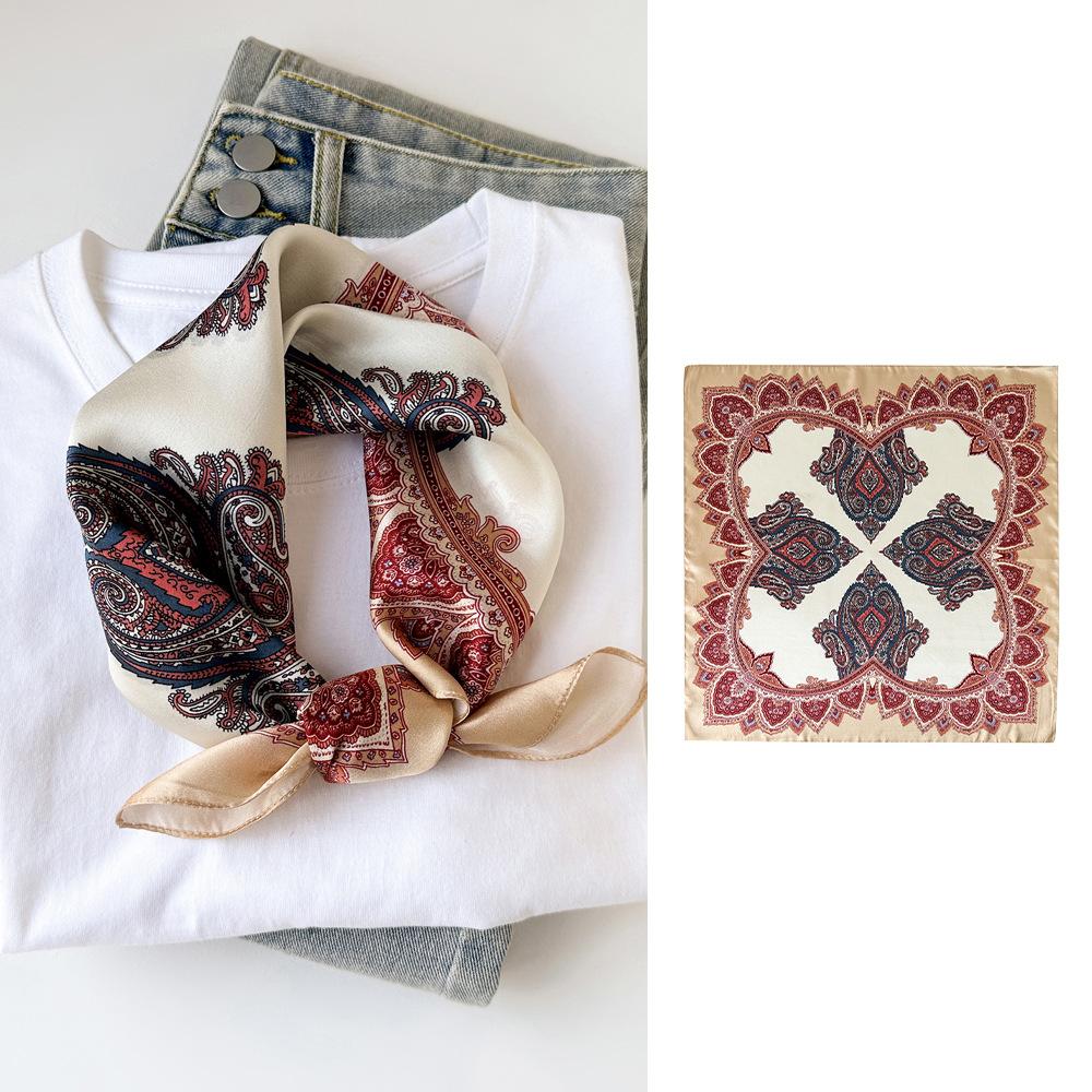 Seidentuch klein quadratisch Damen Nationalstil bedruckt Maulbeerseide Tuch quadratisches Tuch Seide schlicht Kreppsatin Seidentuch