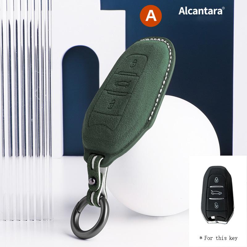 Alcantara Car Key Case Cover Shell Remote Buttons For Peugeot 408 508 3008 5008 2008 Suede Keychain Protectors Accessories