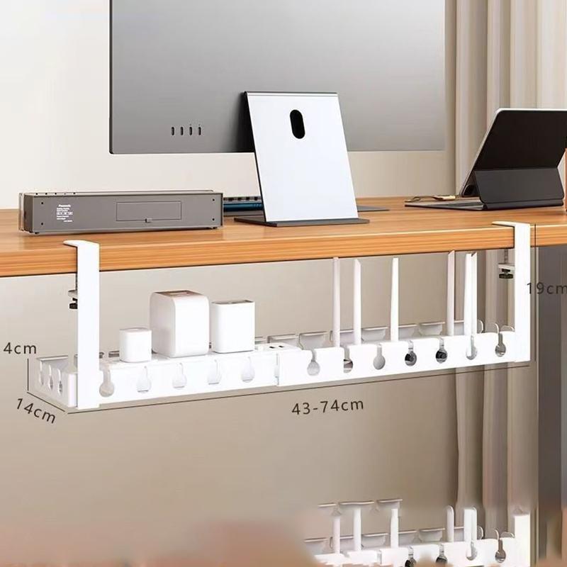 Under Table Storage Wire Organizer Storage Under Table Storage Rack No-Drill Cable Basket Metal Adjustable Cable Management Tray
