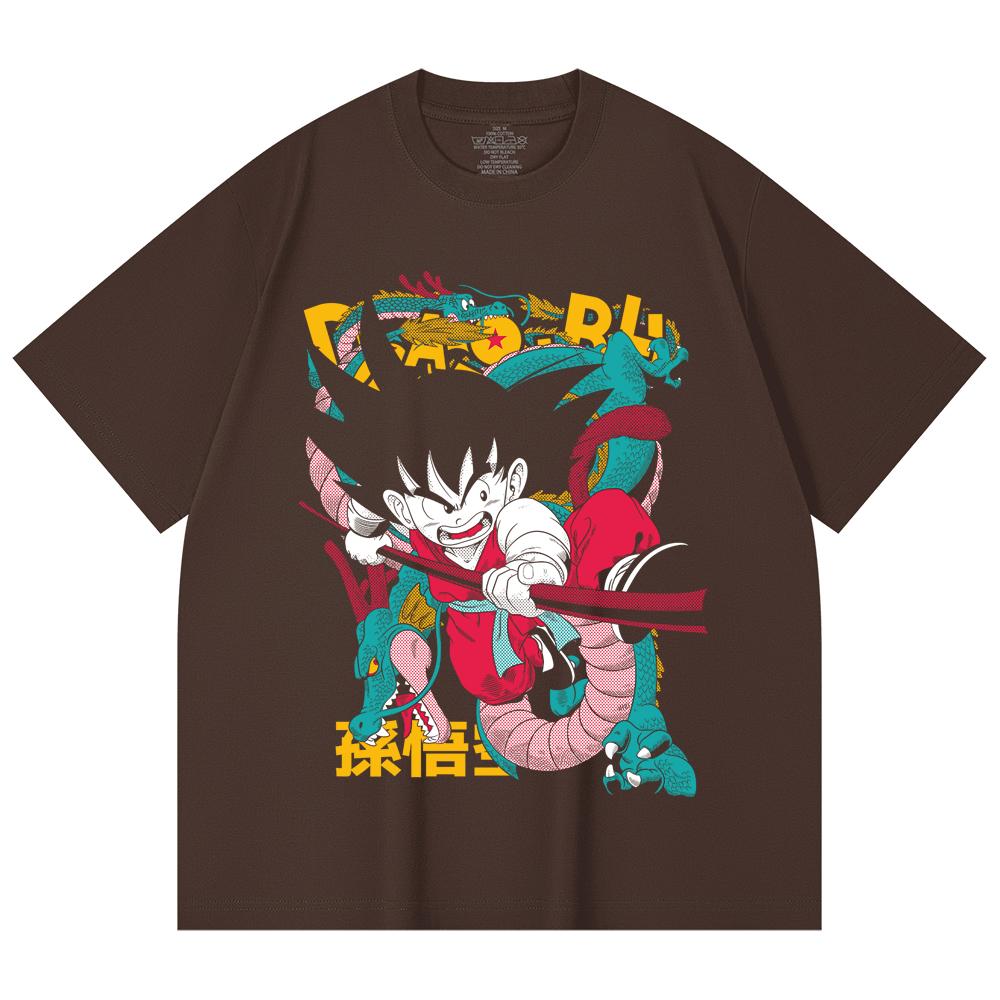 230 Gsm 100% Cotton Dragon Ball V35 Goku Print Unisex Heavy Cotton T Shirt