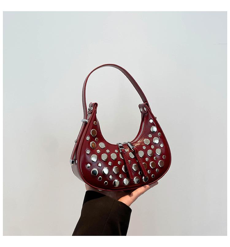 Rivet Underarm Bag Spring Summer New Fashion Niche Shoulder Bag Casual Ladies Versatile Dumpling Bag