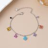 Light luxury color four-leaf flower bracelet necklace female niche multi-flower contrasting color collarbone chain high-grade zircon neck chain