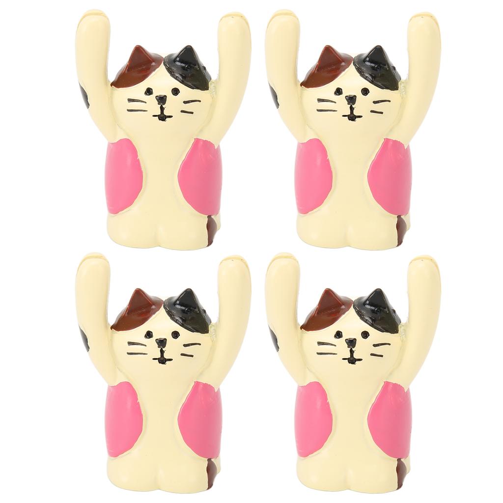4Pcs Cartoon Photo Clip Cute Cat Style Durable Resin Stable Eye Catching Animal Note Holder for Wedding Party Office
