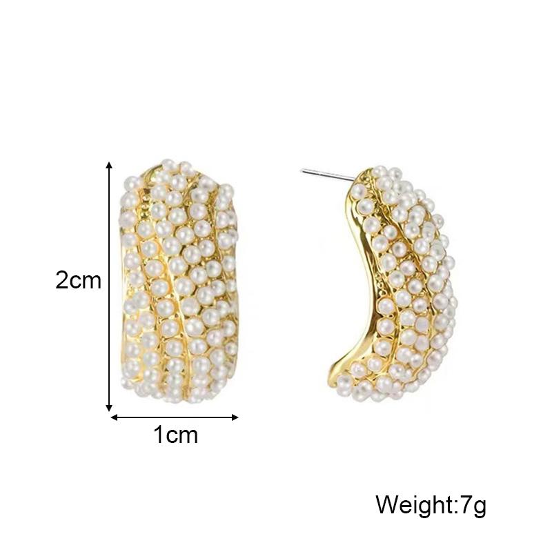 Twisted Pearl C-shaped Women's Stud Earrings Multi-layers Imitation Pearl Beads Small Earrings for Girls Elegant Ear Jewelry