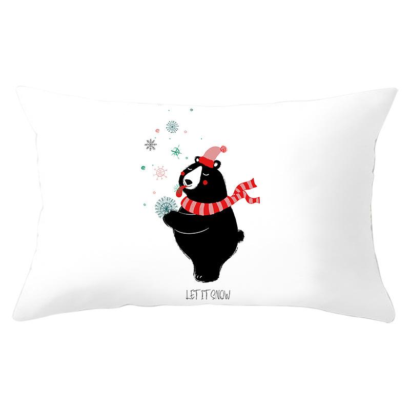 New Christmas Peach Skin Lumbar Pillowcase Cartoon Print Series Sofa Cushion Cover Throw Pillow Cover
