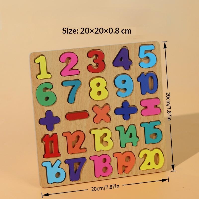Colorful Alphabet Number Wooden Puzzles Kids Intelligent Matching Game Preschool Children Early Educational Toys