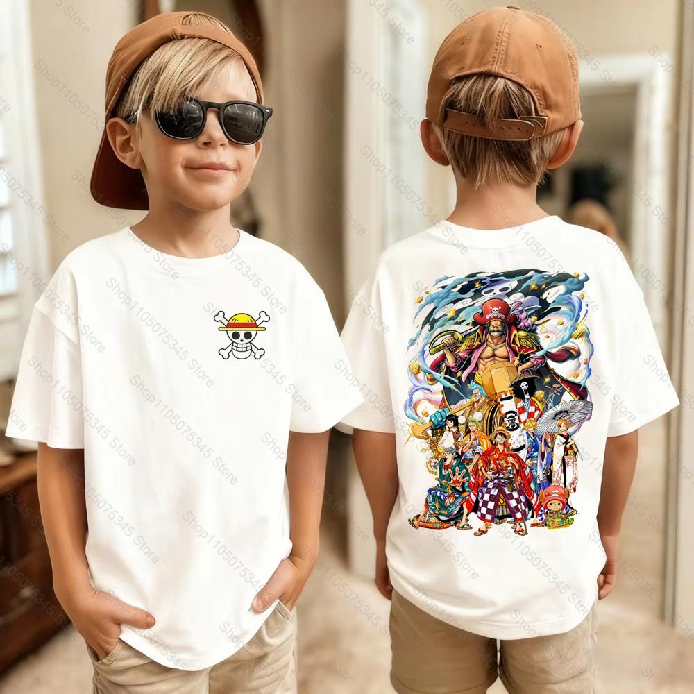 One Piece Japanese Anime Printed Mens TShirt Roronoa Zoro Boy Childrens Harajuku Short Sleeve Kids Luffy Tshirt Clothing