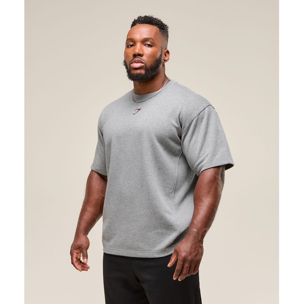 Gymshark Power Short Sleeve Crew Charcoal Core Marl A2c9i Gbbb