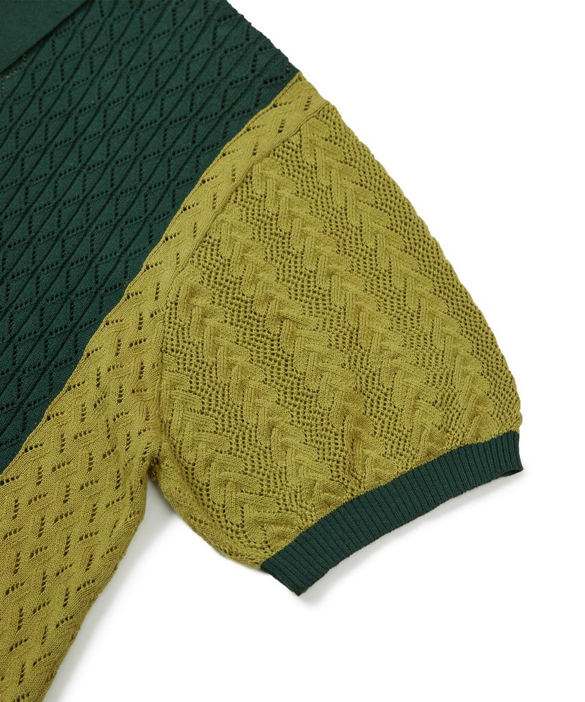 SSY Flower Garden 3-Pattern Half Knit Pique Green