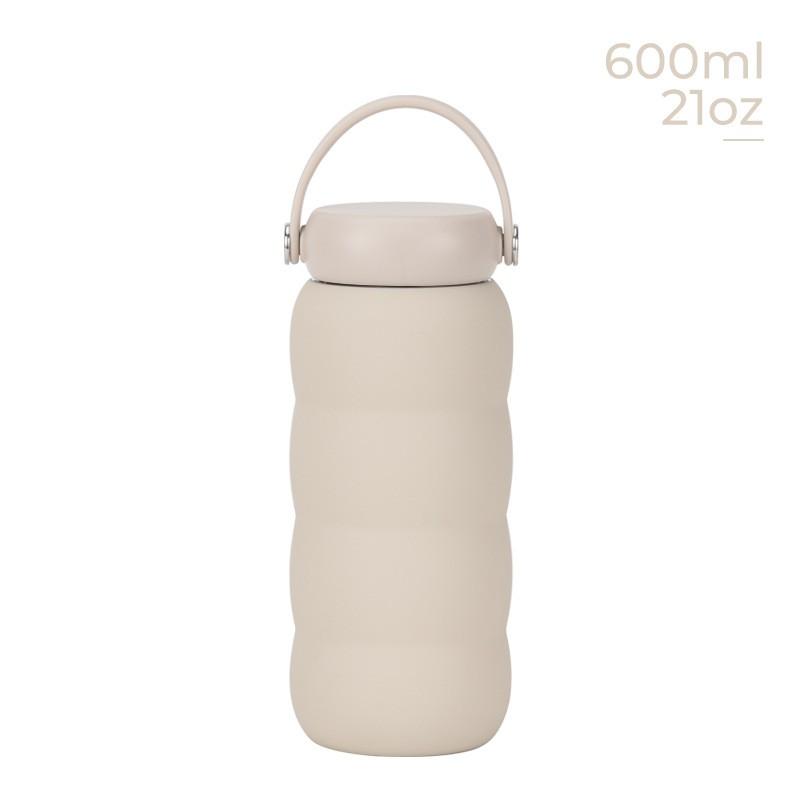 600ml Stainless Steel Vacuum Insulated Water Bottle With Wide Mouth Carry Strap Outdoor Sports Travel Office
