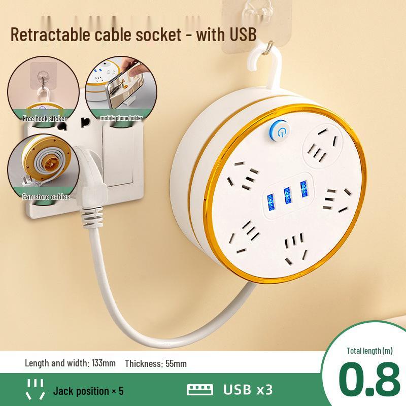 Einziehbare USB-Steckdosenleiste mit Kabelpanel für den Heim- oder Wohnheimgebrauch