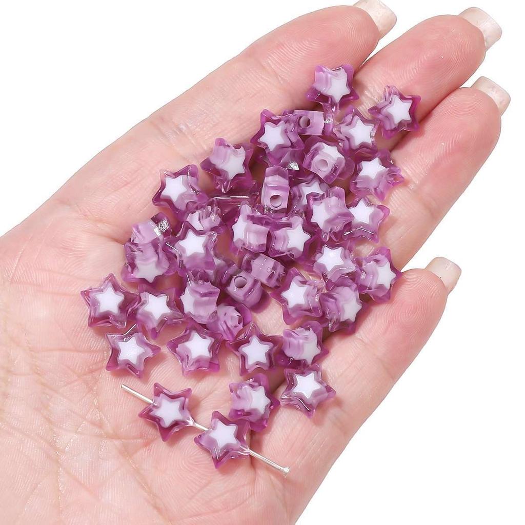 Håndlaget Armbånd Perler Akryl Tofargede Perler Pentagram Løse Perler Håndperlede Perler Halskjede Håndlaget DIY Perlehalskjede Smykketilbehør