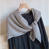 Spring and Autumn New Pleated Solid Color Cotton and Linen Large Square Scarf Silk Scarf Femininity Versatile Shawl Thin Neck Scarf
