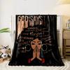 God Says I Am Religious Blanket with Inspirational Scripture and Afro Lady Design Blanket for Livingroom Lunch Break Throw for Friend's Festival Gift