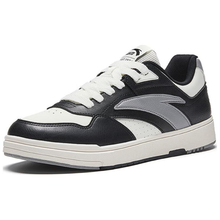 Anta Street GZ Fashion Comfortable Wear-Resistant Lightweight Increased Height Low-Top Skate Shoes Men Skate Shoes Black White Gray 112448011-3