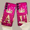 Red Pink Gold Diamond King Crown Letter For Samsung Galaxy S23 S22 S21 S20 Fe Ultra S10 S9 S8 Plus Note 20ultra 10plus Case