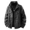 American retro PU leather jacket men's winter loose trendy brand thick large size jacket top men's autumn and winter coat