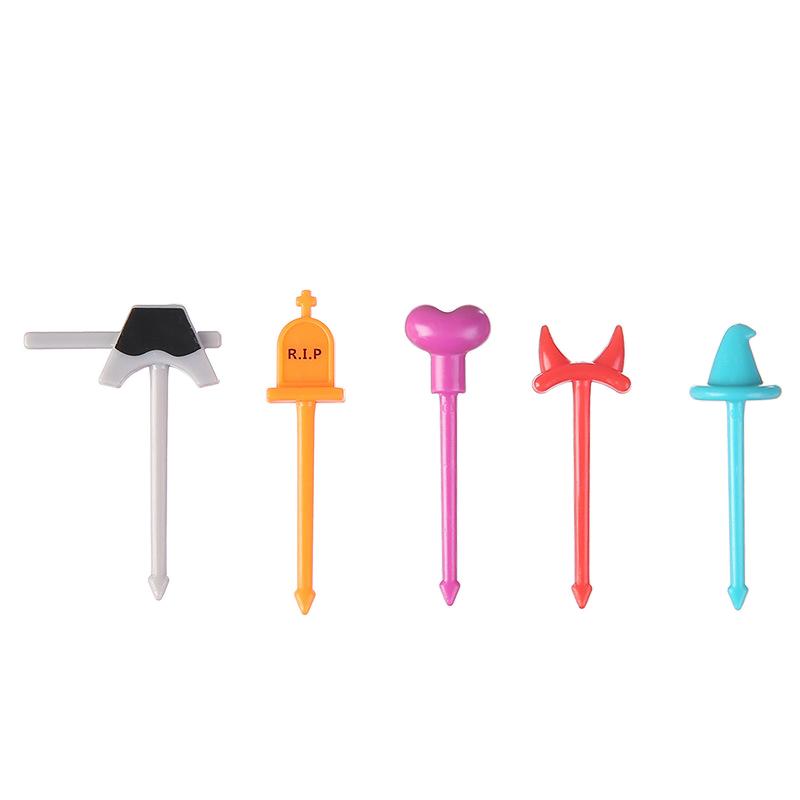 4/5Pcs Obst Gabel Mini Cartoon Kinder Snack Kuchen Dessert Pick Zahnstocher Bento Mittagessen Party Dekoration Halloween