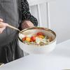 European White Gold Side Tableware Rice Bowl Plate Fruit Salad Bowl Deep Dish Kitchen Tableware Wedding Decoration Plate