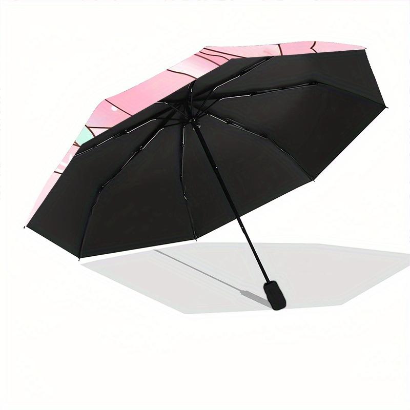 Rose My Melody Automatic Opening and Closing Cartoon Umbrella - Small Umbrella Suitable for Various Occasions, Portable 3-Fold Small Umbrella for Men