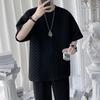 O-Neck Short Sleeve 3D Waffle Men T-shirt Summer Solid Color Simple Tee Shirt Streetwear