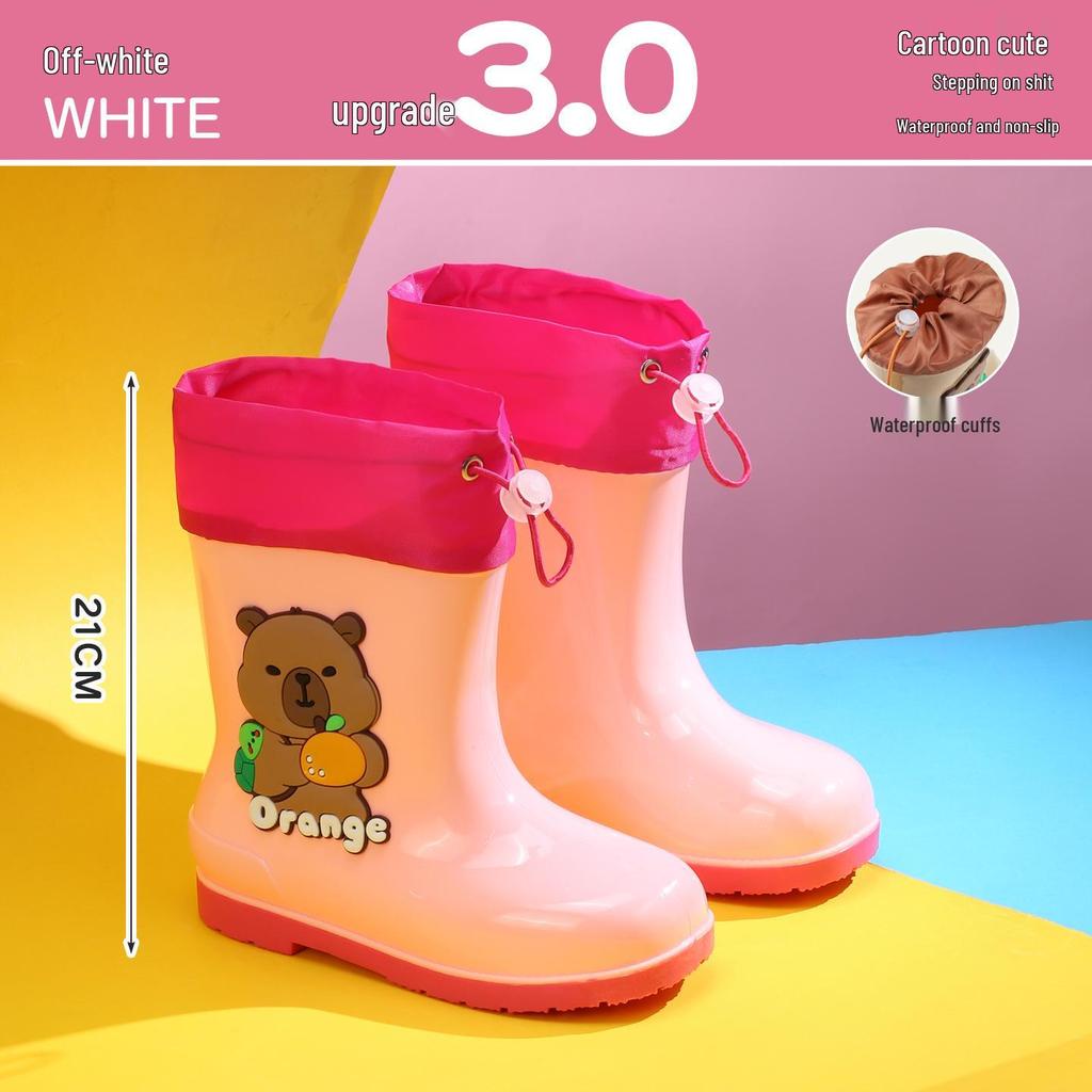 Wasserdichte gefütterte Gummistiefel für Kinder: Rutschfeste, kältebeständige Gummistiefel mit Kordelzug für Kleinkinder und ältere Kinder