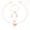 Charming Pearl Butterfly Jewelry Set: Necklace, Earrings, Ring & Bracelet