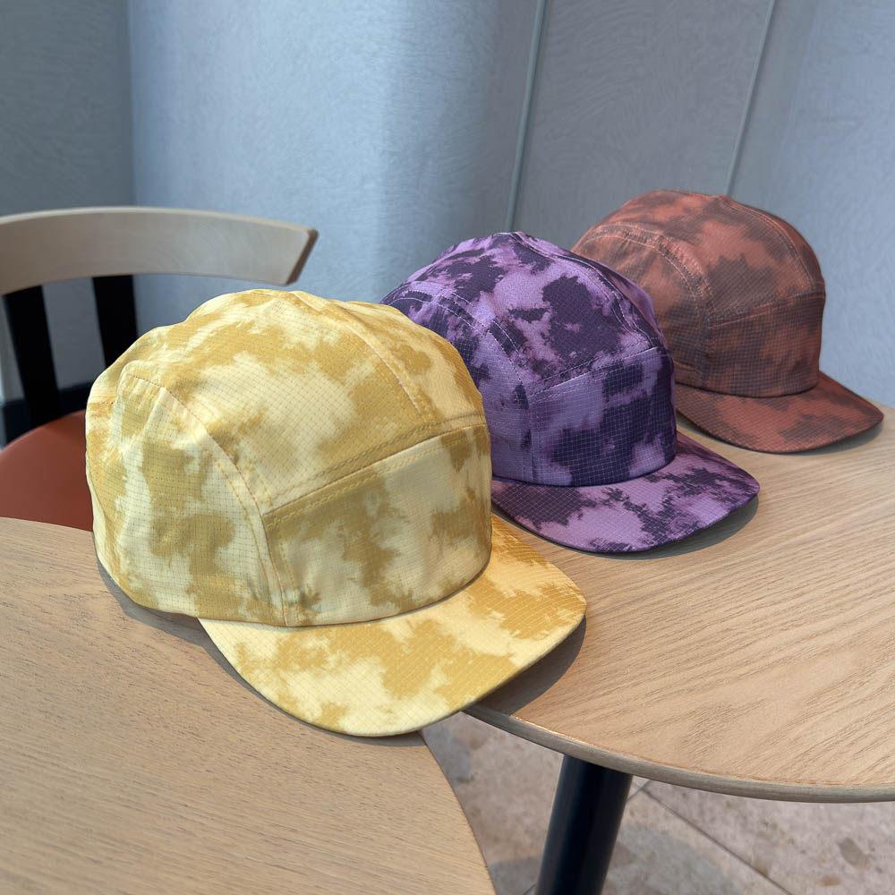 Retro Tie-dye Short-brimmed 5-panel Baseball Cap Men Women Spring Summer Travel Soft Thin Sport Running Sun Baseball Cap