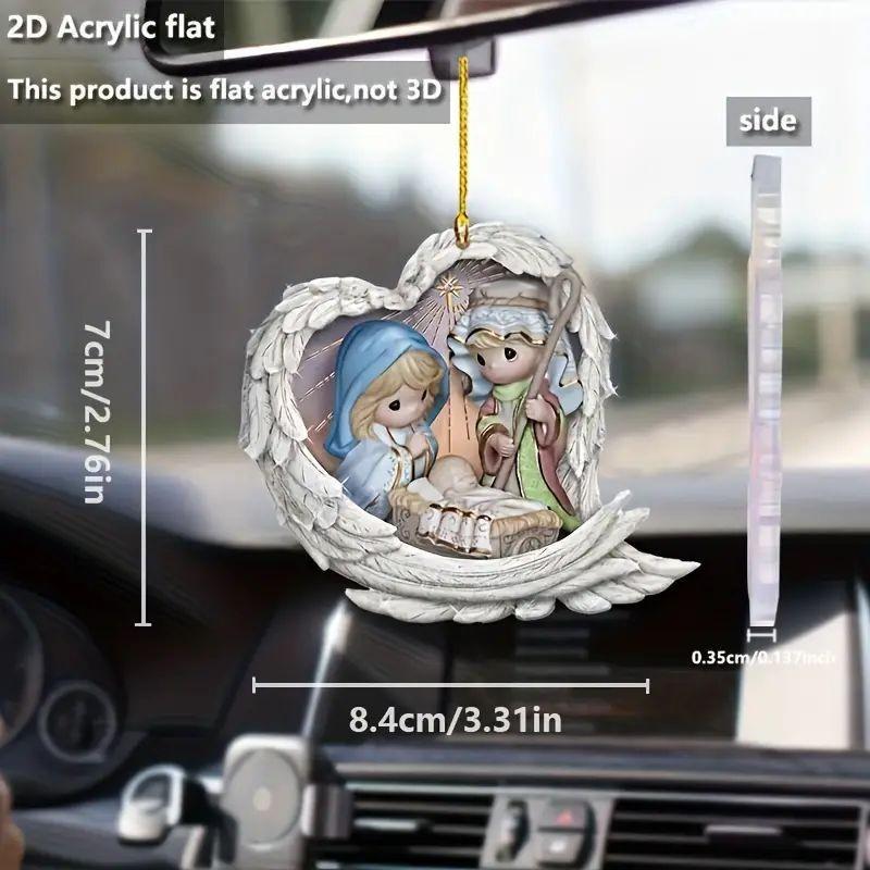 Creative Angel Wings Acrylic Car Hang Decoration Fun Cartoon Style For Vehicles