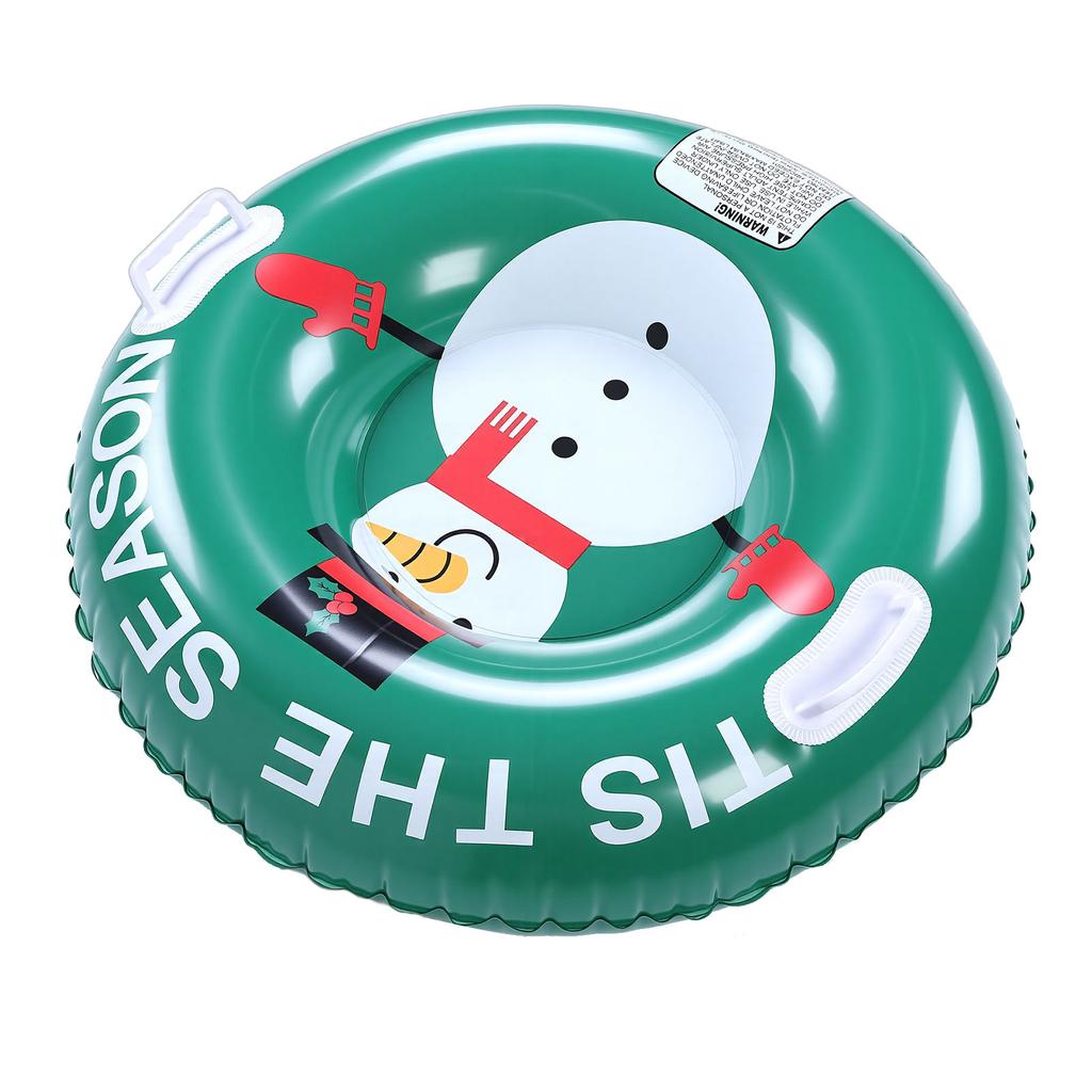 Snow Tube Cold Resistance Heavy Duty Thickened Inflatable Snow Tube Sled with Dual Handles for Whole Family Green