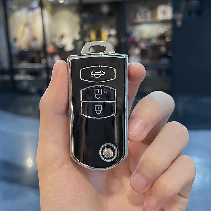

For Mazda 2 3 5 6 CX7 CX9 RX8 MX5 MPV Demio 2 3 Buttons TPU Car Key Case Remote Key Holder Cover Shell Fob Bag Protector