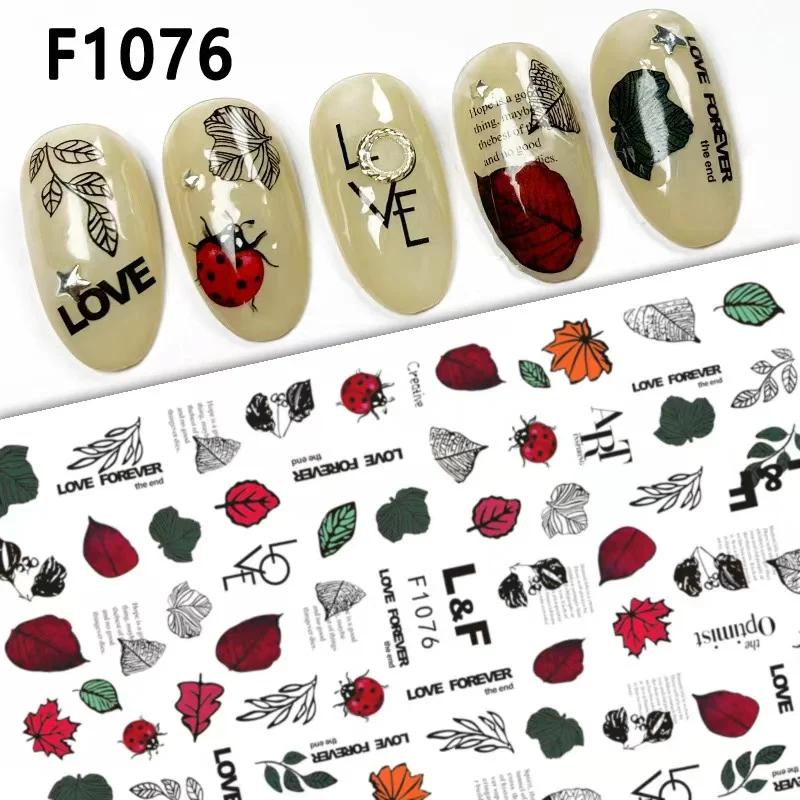 2pcs Autumn Flower Nail Stickers Y2K Butterfly Nail Supplies Nail Decals Cute Bee Fox Stickers For Nails Nail Art Decoration