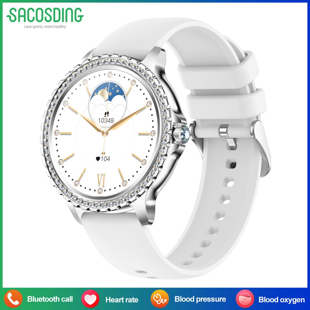 SACOSDING New Fashion Women Smart Watch AMOLED HD Screen 1.32 inch Sports Fitness Tracker Ladies Bluetooth Call SmartWatch For Xiaomi