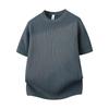 2026 Men's Breathable Knit Style T-shirt: Simple Round Neck, Short Sleeve, Large Stripes, Summer Thin