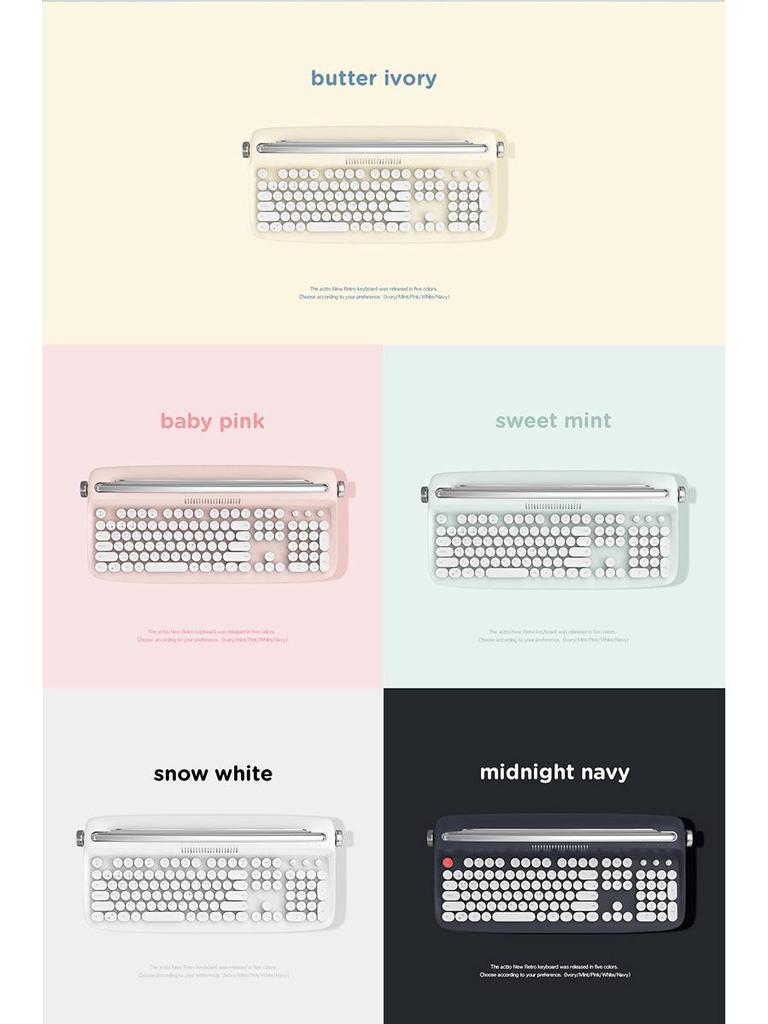 Actto Retro Bluetooth Typewriter-Style Keyboard & Mouse Combo for Business Office (104-Key)