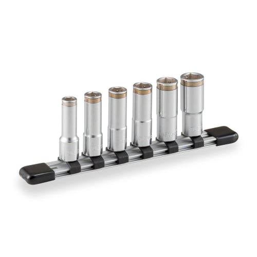 TONE Nut Catch Deep Socket Set (Hexagonal with Holder), HSCL306, 9.5mm (3/8") Drive, Includes 6 Pieces