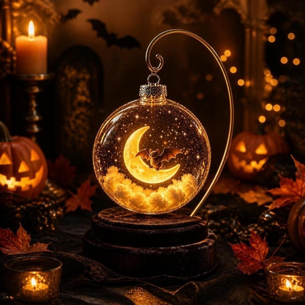 Glowing Halloween Hanging Ball Ornaments Plastic Halloween DIY Decorations Transparent Witch Skeleton Luminous Hanging Ball